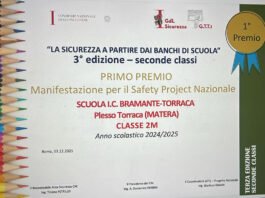 Sicurezza nelle scuole, primo premio nazionale per studenti di Matera